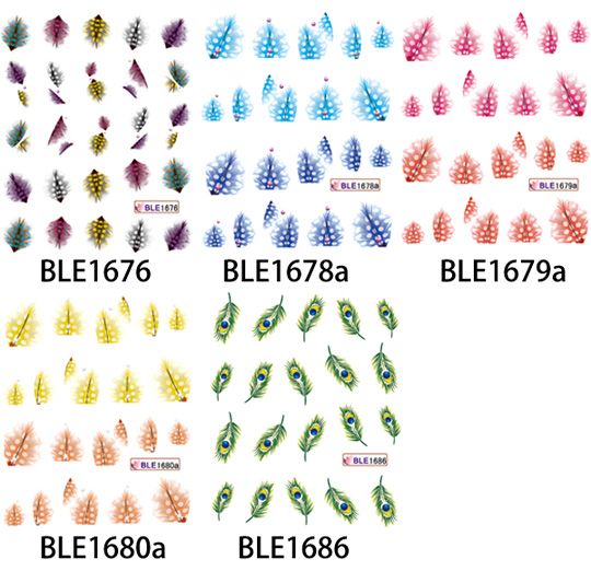 BLE1676-1686 Feather Nail Tattoo