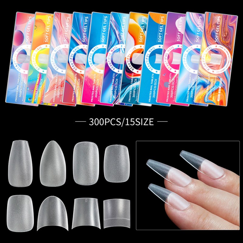 RNTIP-151 Ultra-thin, Traceless, Fully Frosted Nail Tips (300 pieces in box)