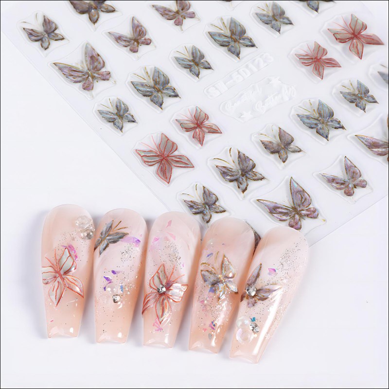 SW-5D123/144 5D Relief Butterfly Nail Sticker