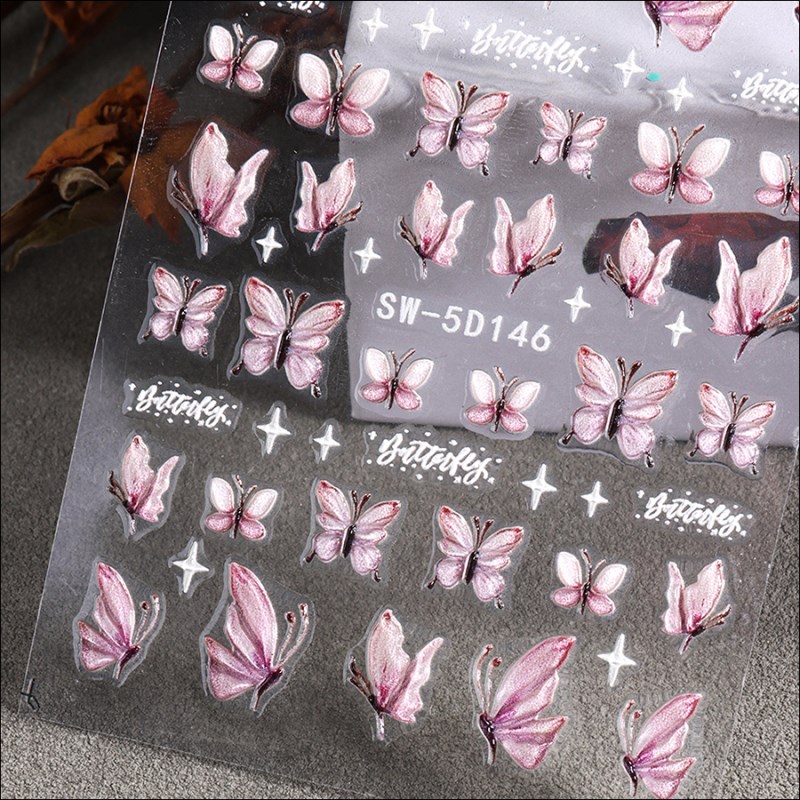 SW-5D146 5D Relief Butterfly Nail Sticker