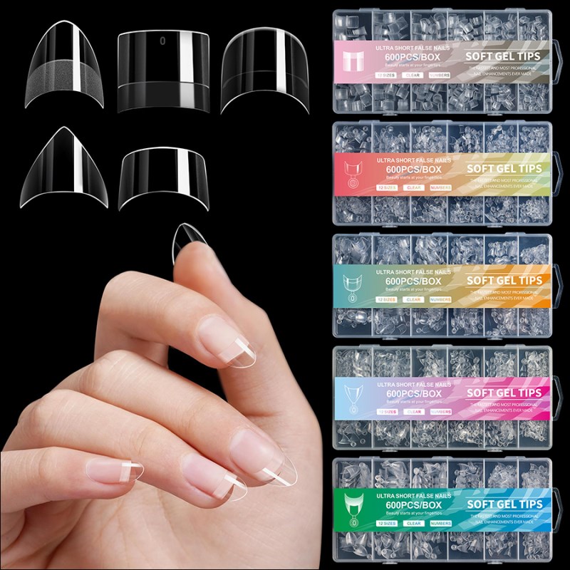 RNTIP-168 600pcs Box Packing Short Nail Tips