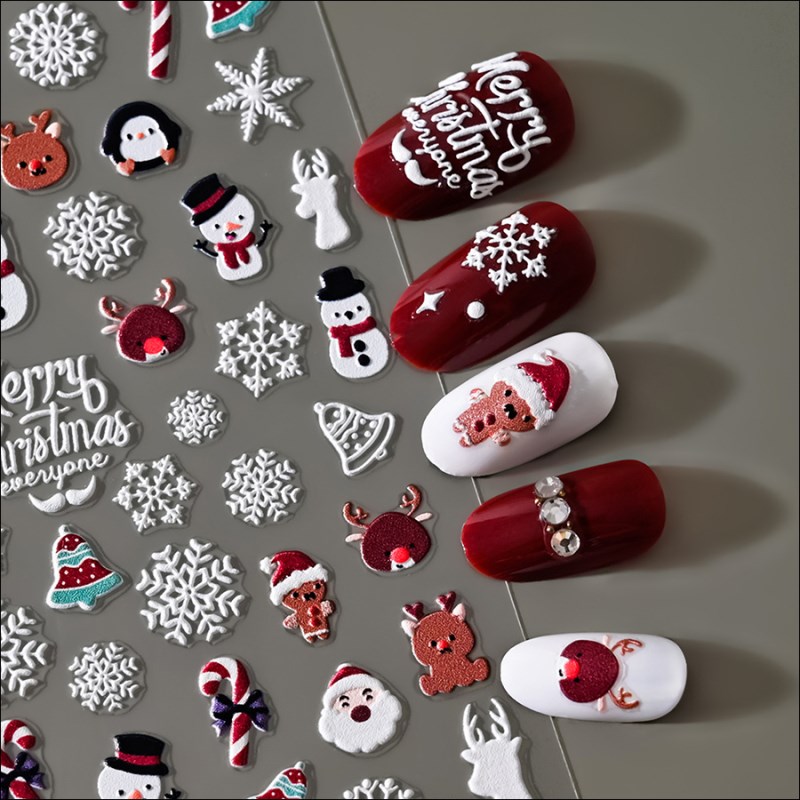 5D0035-0116 New Christmas Relief Nail Stickers