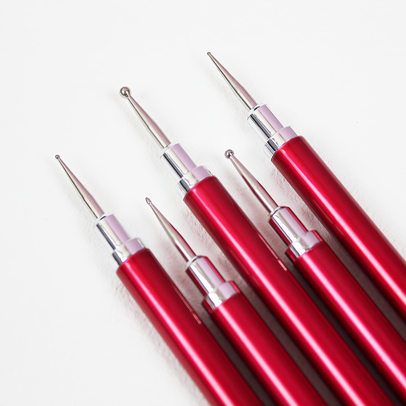 RNT-806 Red Round Rod Nail Double Headed Dotting Pen Set