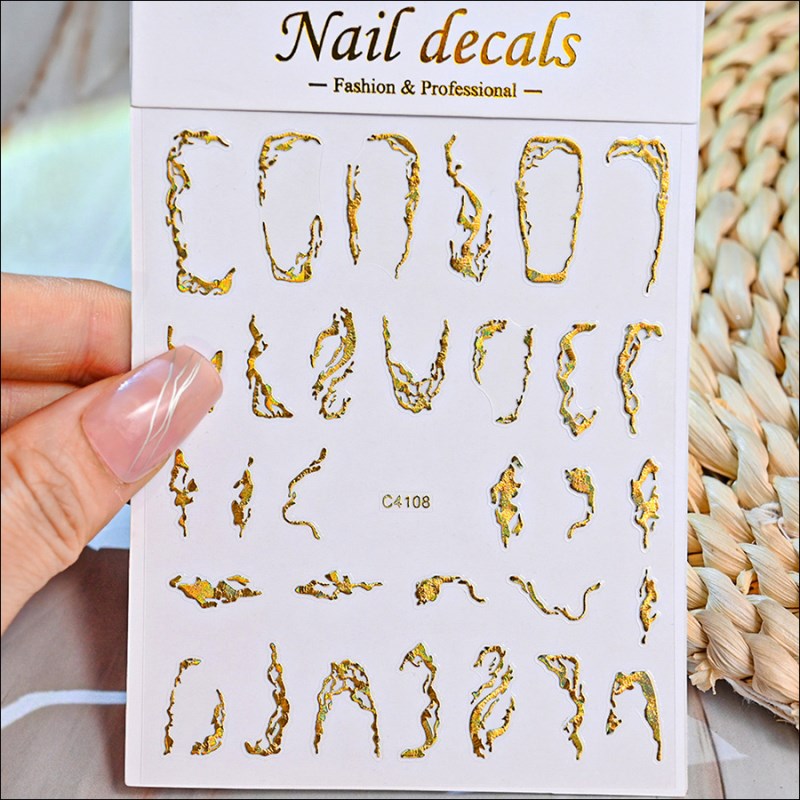 C4107/4108 Minimalist Striped 3D Hot Stamping Nail Sticker