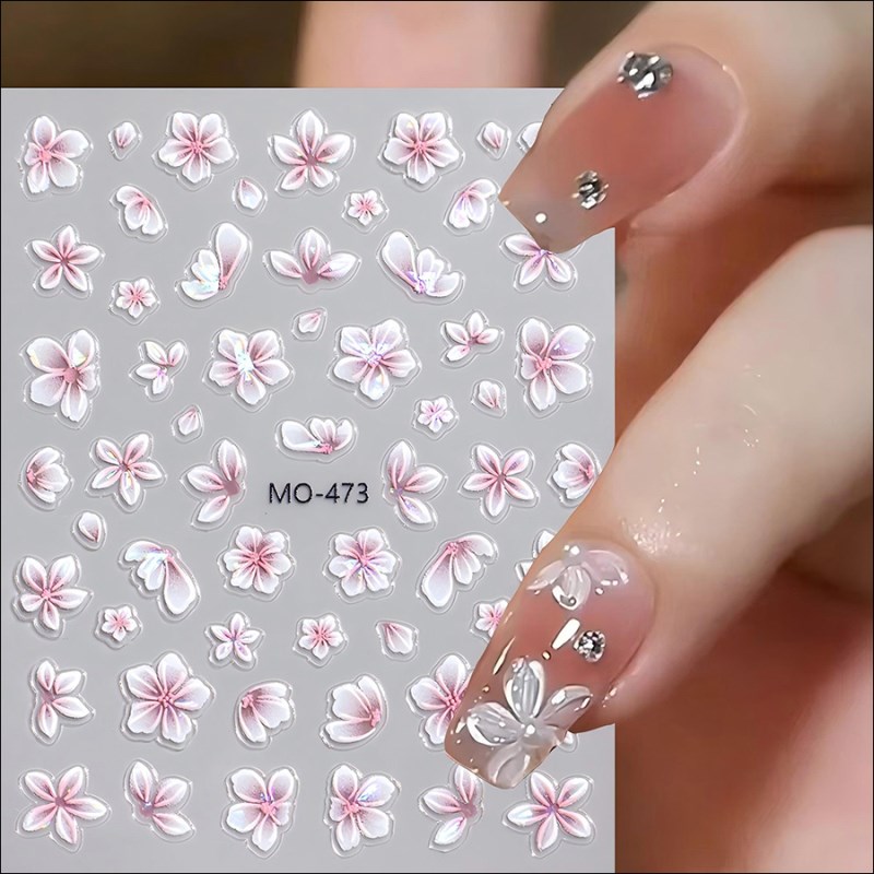 MO-473-475 Relief 3D Fresh Japanese Small Ice Flower Nail Sticker