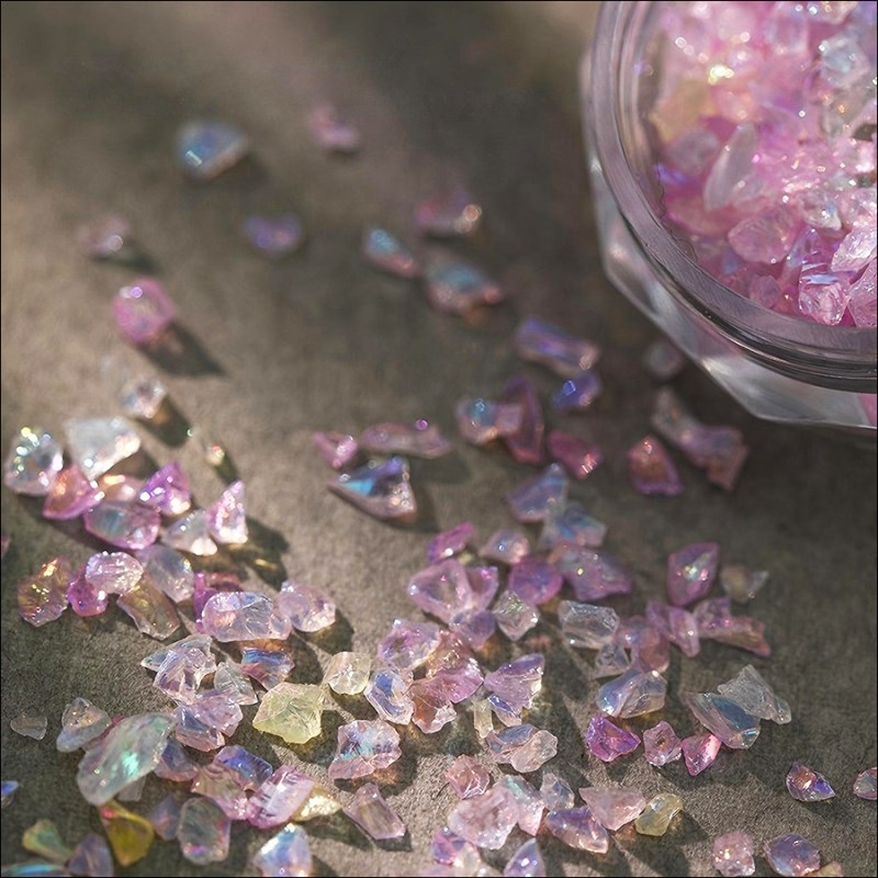 D299 Polarized Fine Sparkling Ice Crystal Iridescent Crushed Stone Nail Decoration