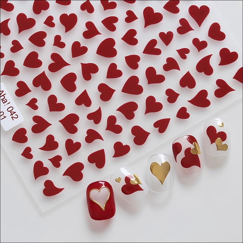 AH42-44 Hollowed Out Heart-Shaped Nail Sticker