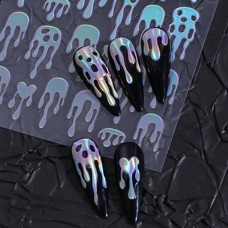 SWA-229 Holographic Dripping Ghost Nail Stickers