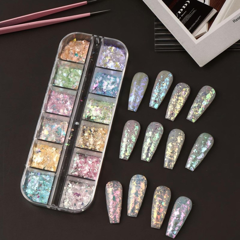 RNAG-243 12 Grids Aurora Iridescent Ultra-Thin Opal Nail Powder