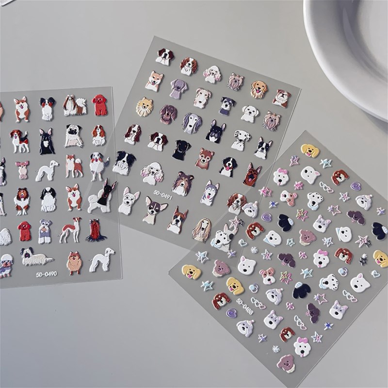 5D-PET 3D Embossed Puppy Kitten Nail Stickers