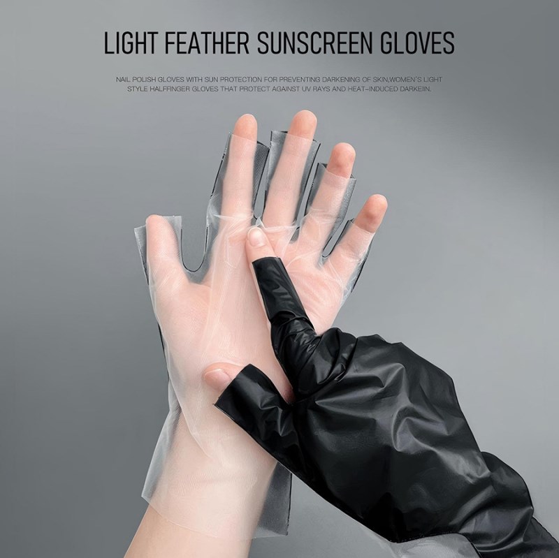RNT-857 Thin Mesh Breathable Anti-UV Fingerless Nail Gloves for Nail Lamp