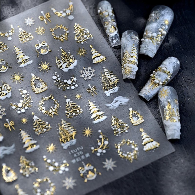 ITU-436-455 Christmas Embossed Nail Stickers