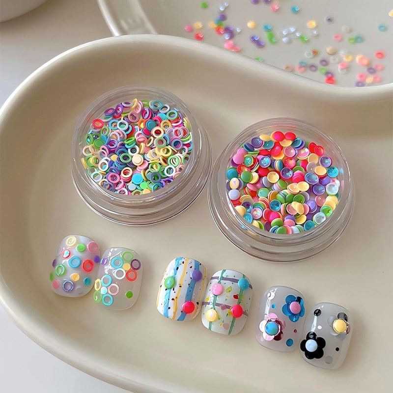 D308 Colored Round Nail Glitter Rings