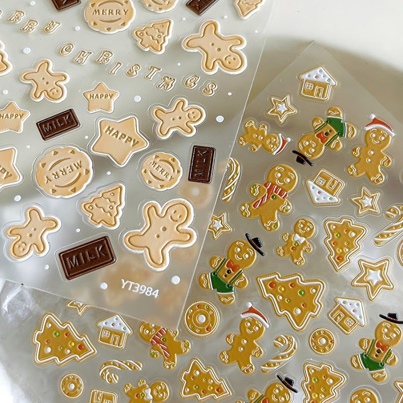 YT3983/3984 Christmas Gingerbread Man Nail Art Stickers