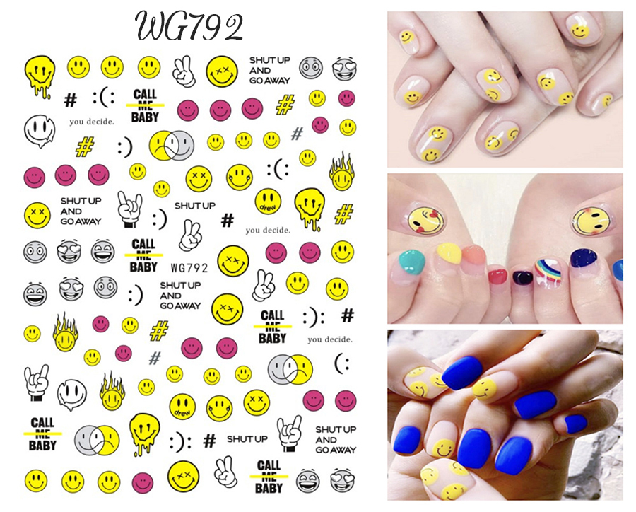 wg791-808 smiling face nail sticker