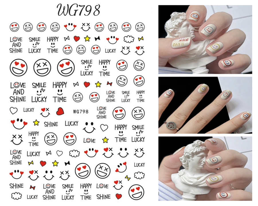 wg791-808 smiling face nail sticker