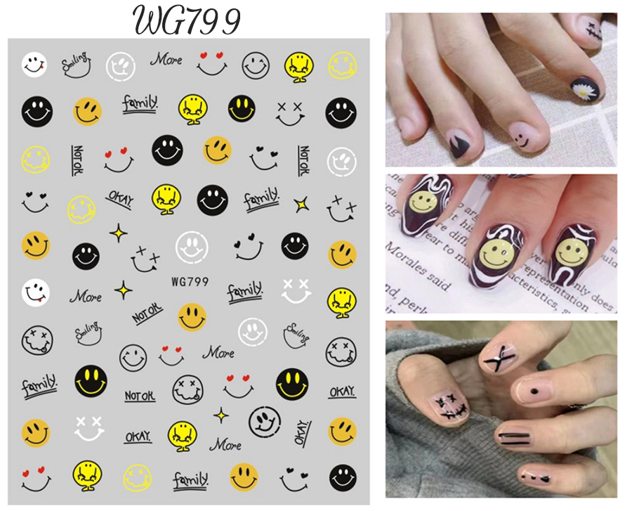 wg791-808 smiling face nail sticker