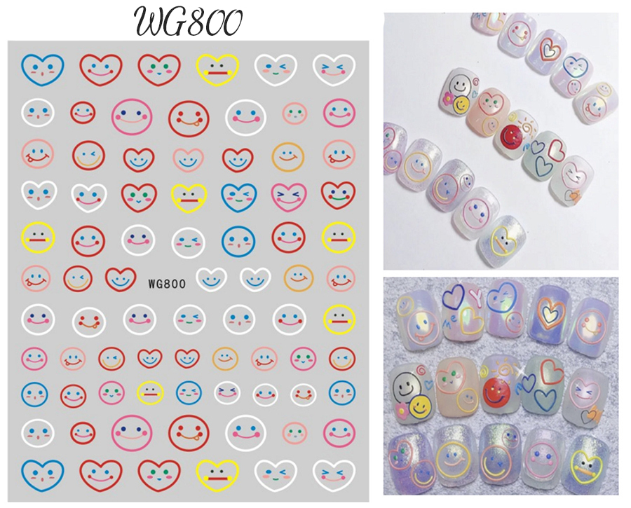 wg791-808 smiling face nail sticker