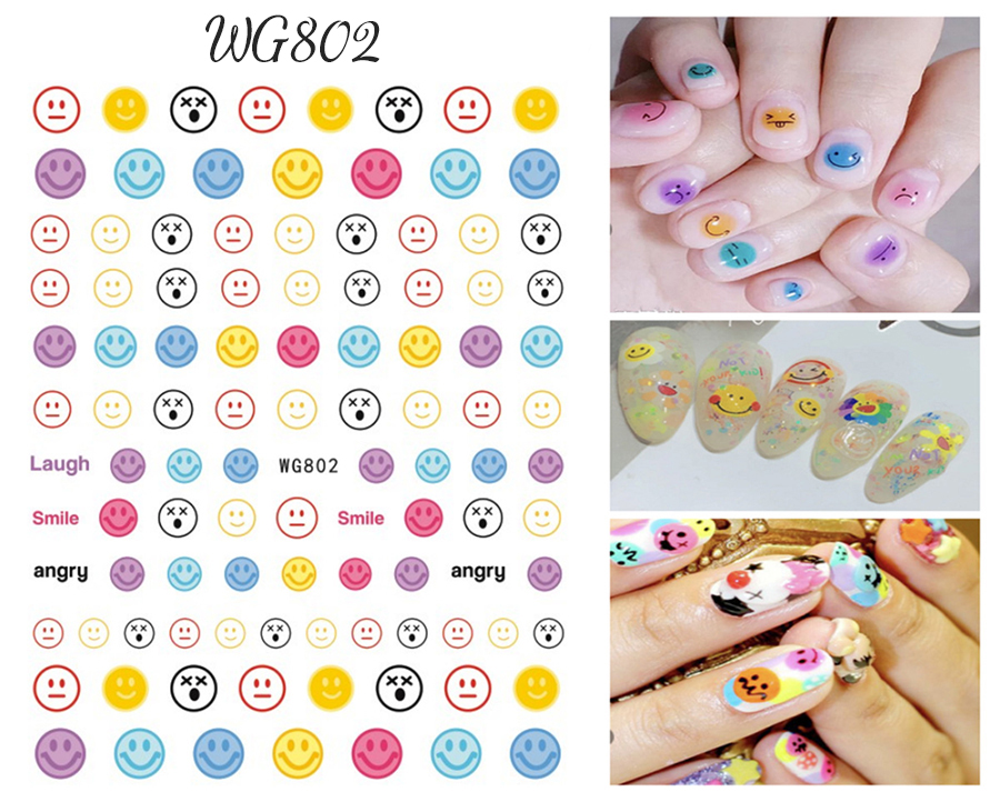 wg791-808 smiling face nail sticker