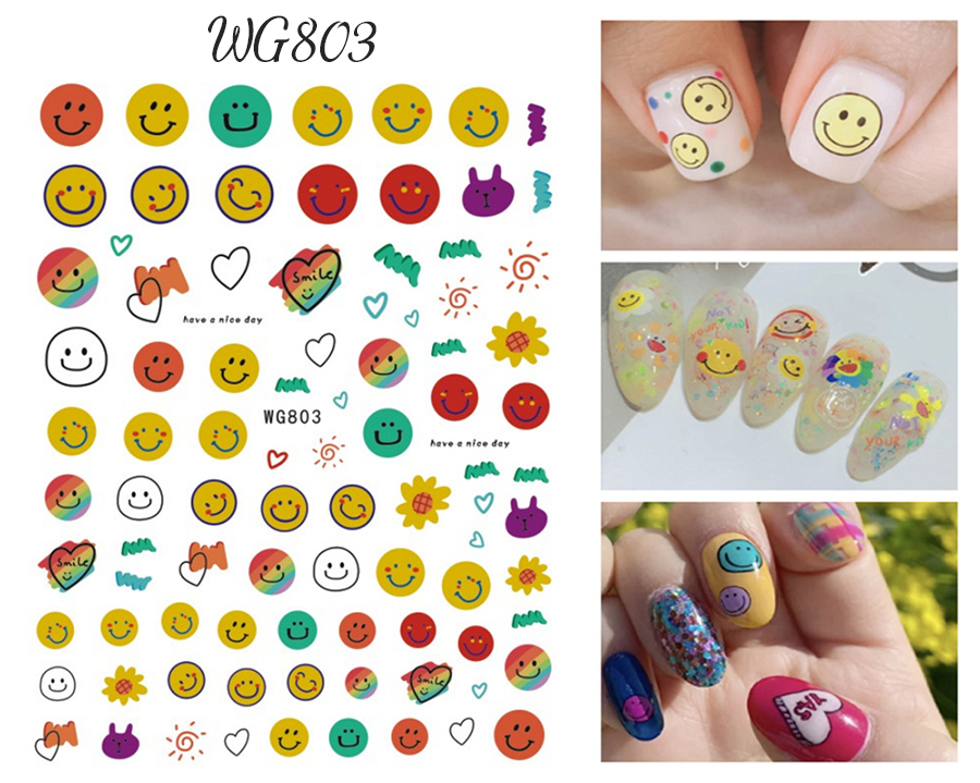 wg791-808 smiling face nail sticker