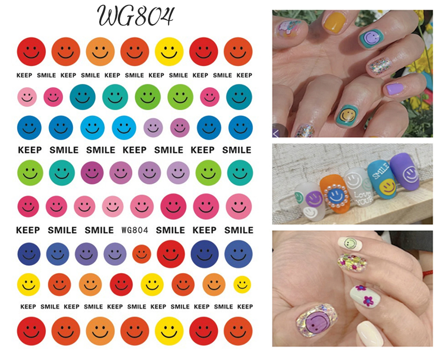 wg791-808 smiling face nail sticker