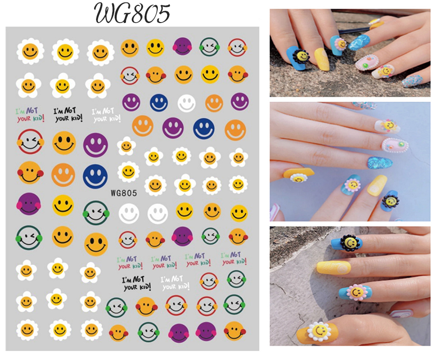 wg791-808 smiling face nail sticker