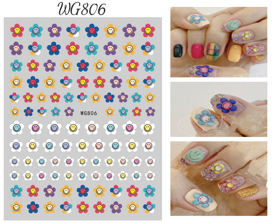 wg791-808 smiling face nail sticker