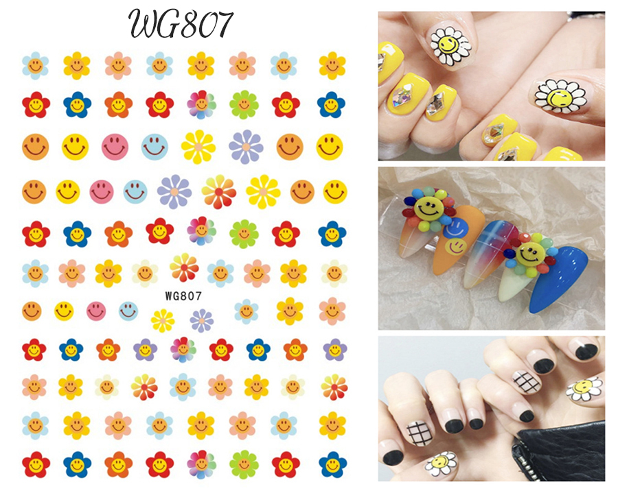 wg791-808 smiling face nail sticker