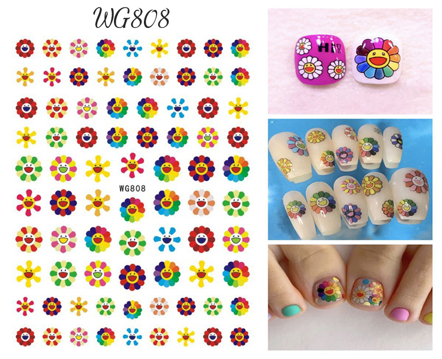 wg791-808 smiling face nail sticker