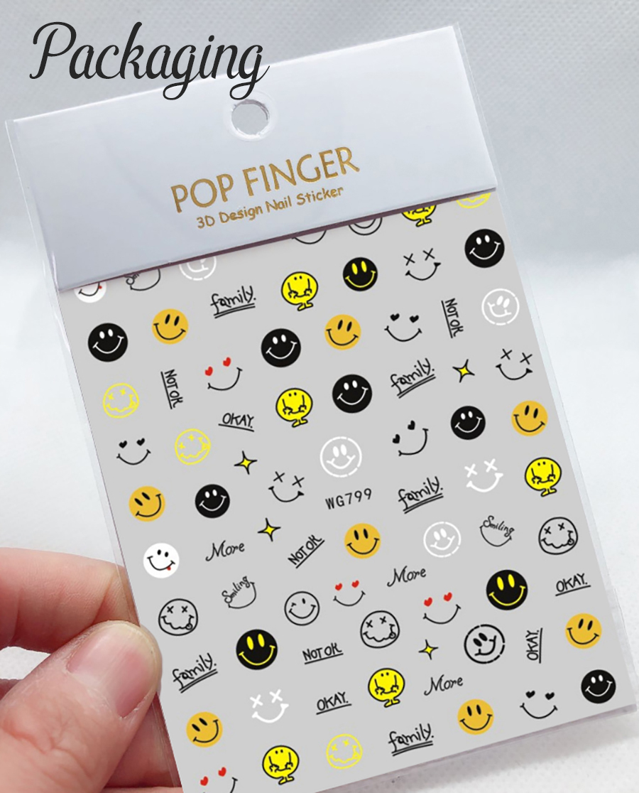 wg791-808 smiling face nail sticker