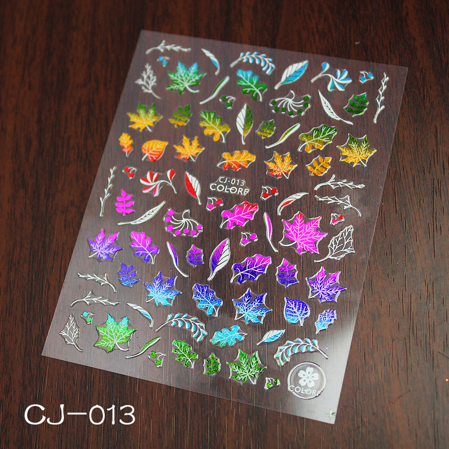 cj010-017 七彩花卉指甲贴