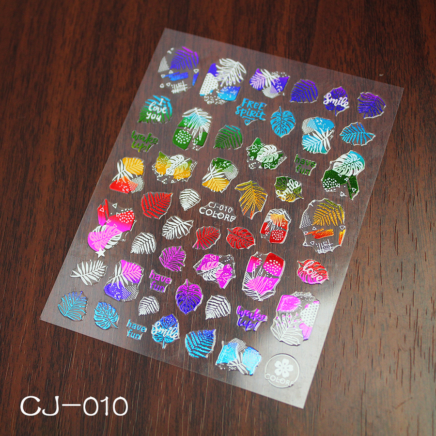 cj010-017 colorful flower nail sticker