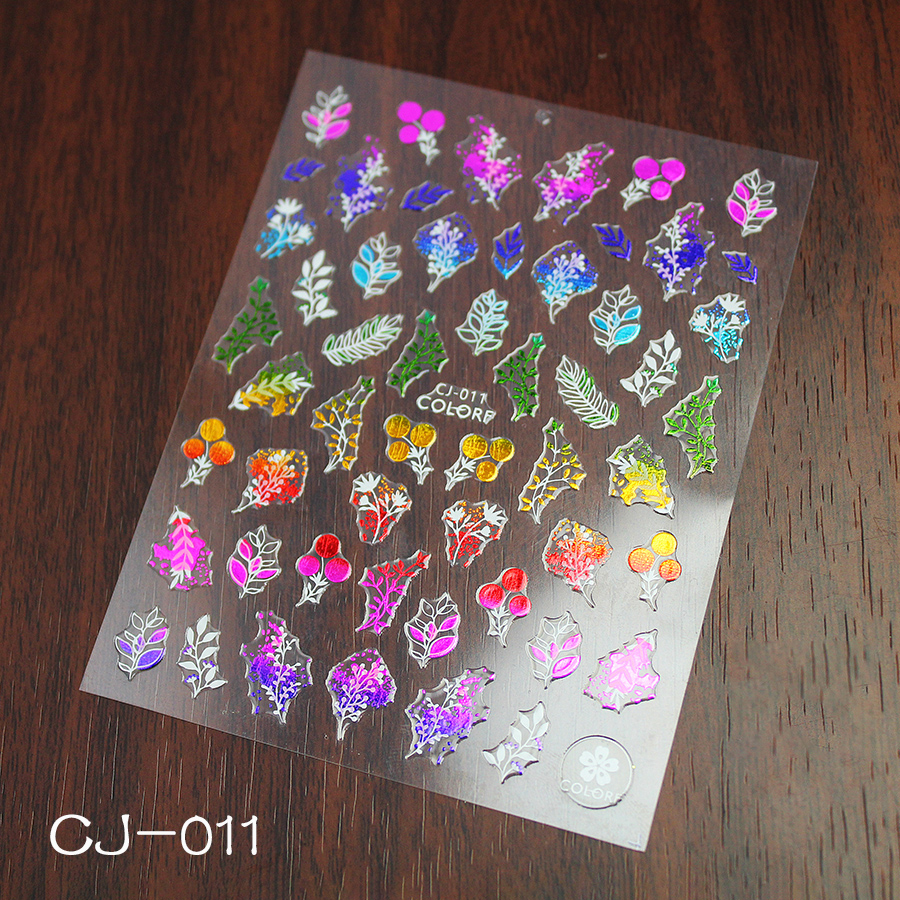 cj010-017 colorful flower nail sticker