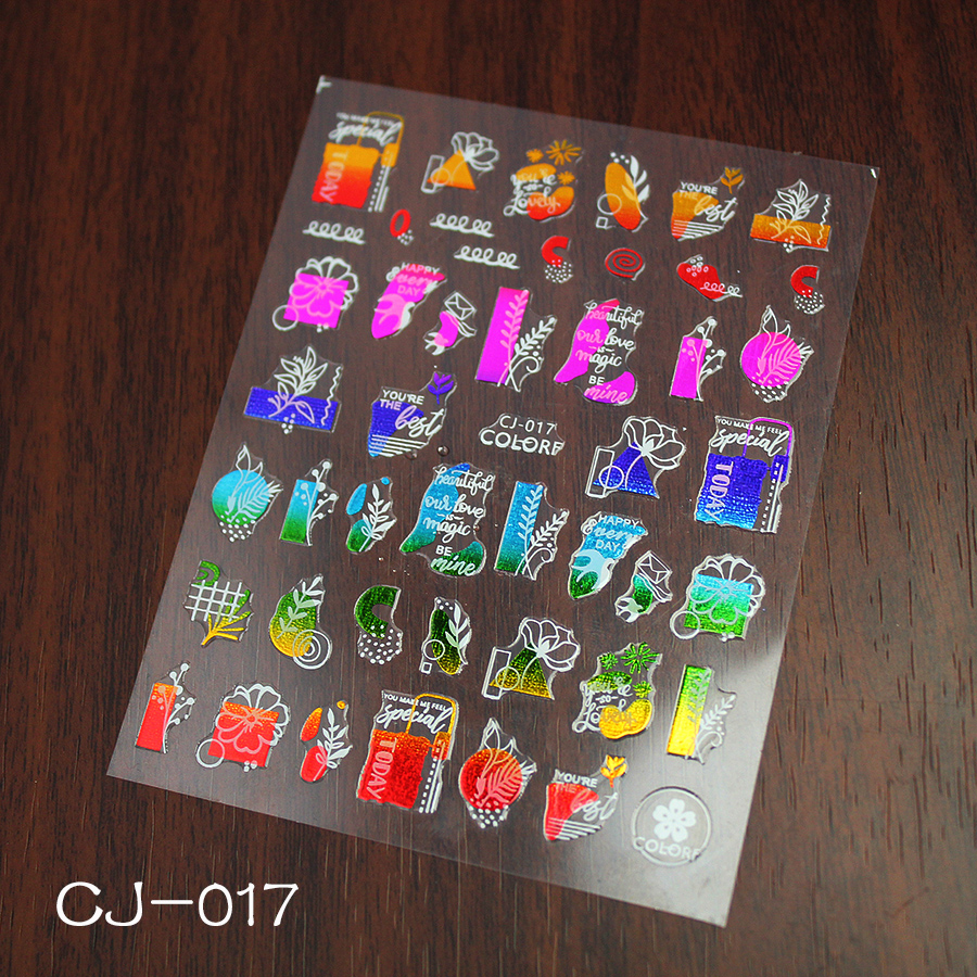 cj010-017 colorful flower nail sticker