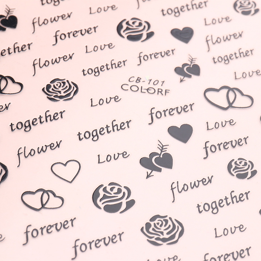 rose&letter nail sticker