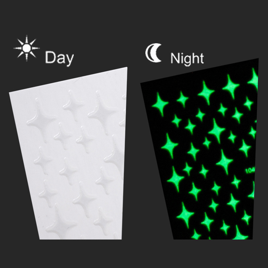四角星芒夜光指甲贴