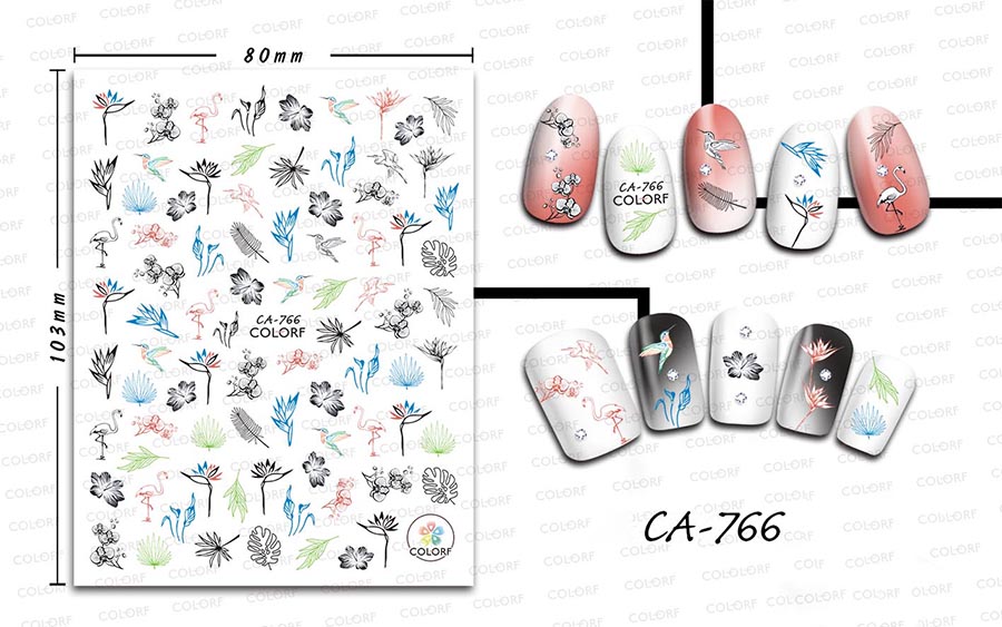 ca764-779 flower nail sticker