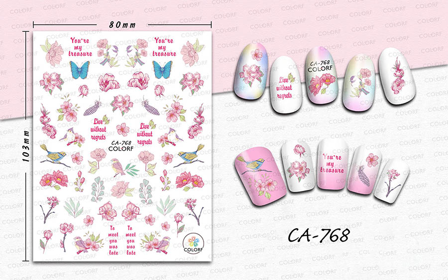 ca764-779 flower nail sticker