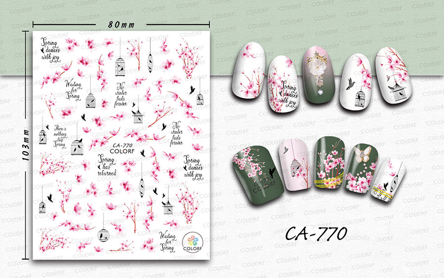 ca764-779 flower nail sticker