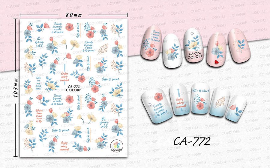 ca764-779 flower nail sticker