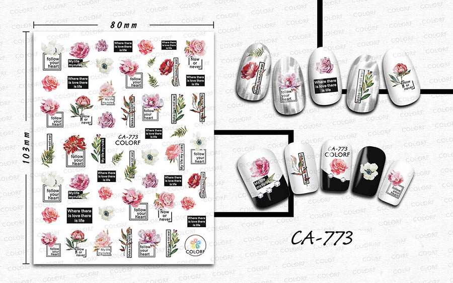 ca764-779 flower nail sticker