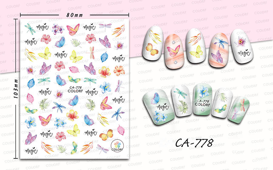 ca764-779 flower nail sticker