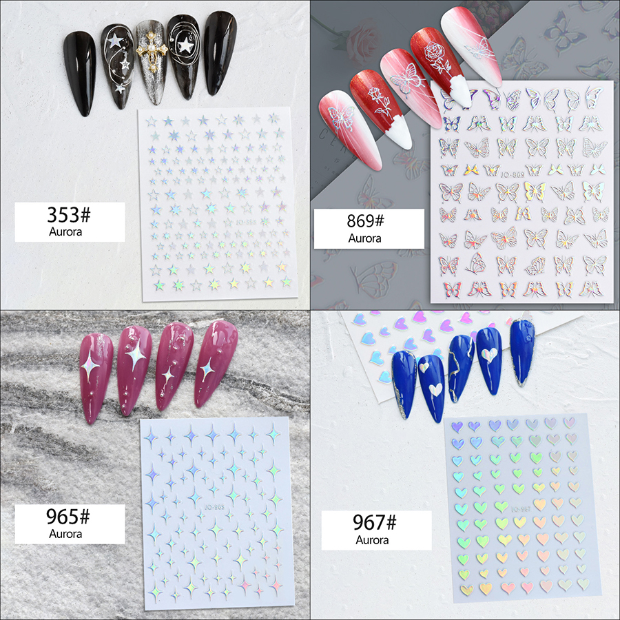 yj353-1151 aurora laser nail sticker