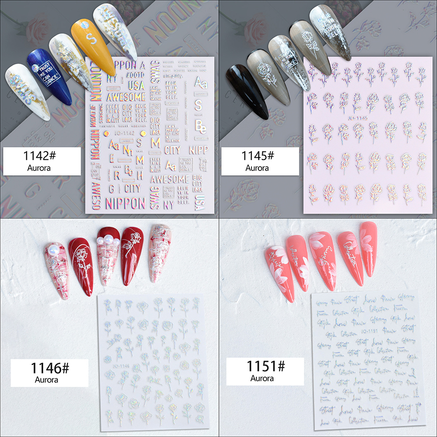 yj353-1151 aurora laser nail sticker