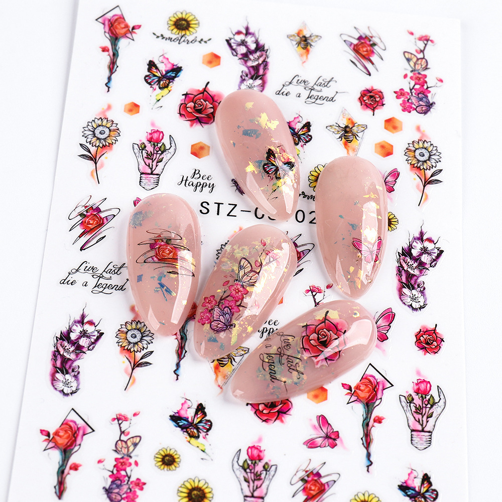 stz-cs100—115 fresh flowers and plants series nail stickers