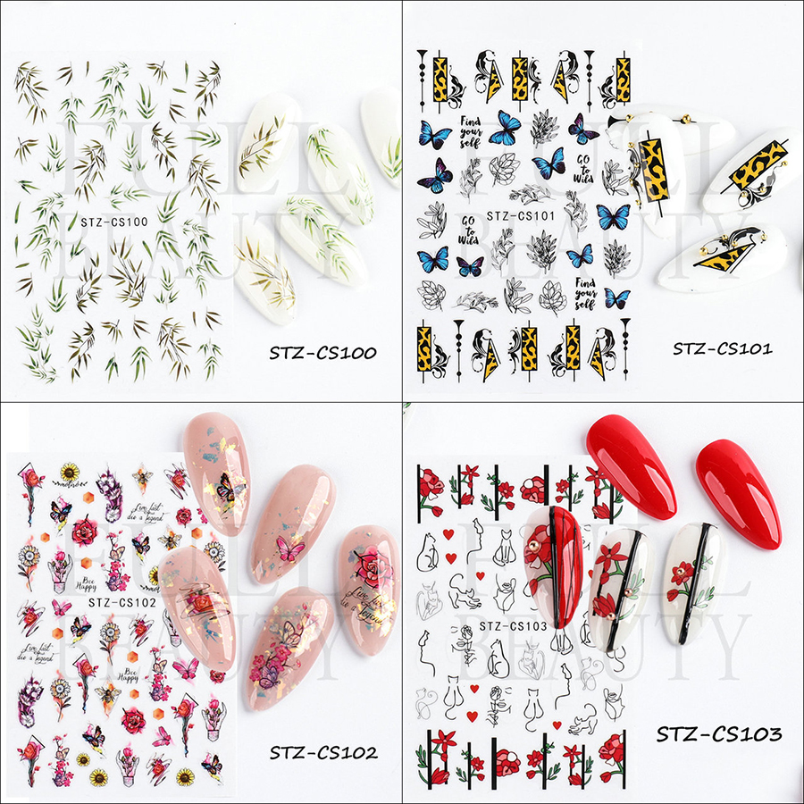 stz-cs100—115 fresh flowers and plants series nail stickers