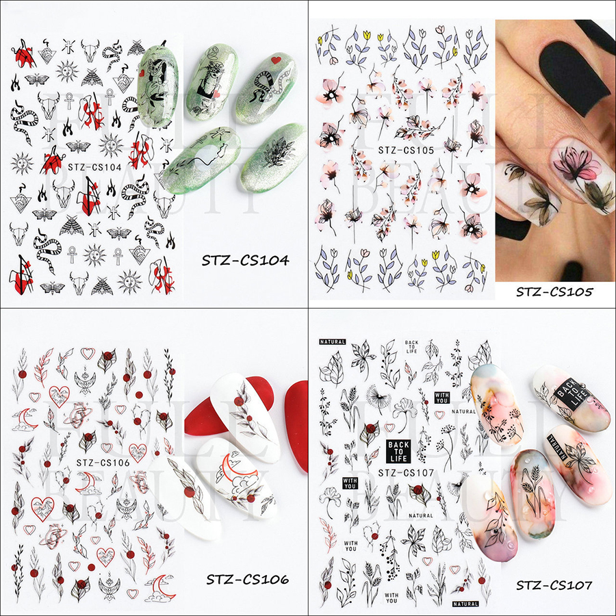 stz-cs100—115 fresh flowers and plants series nail stickers