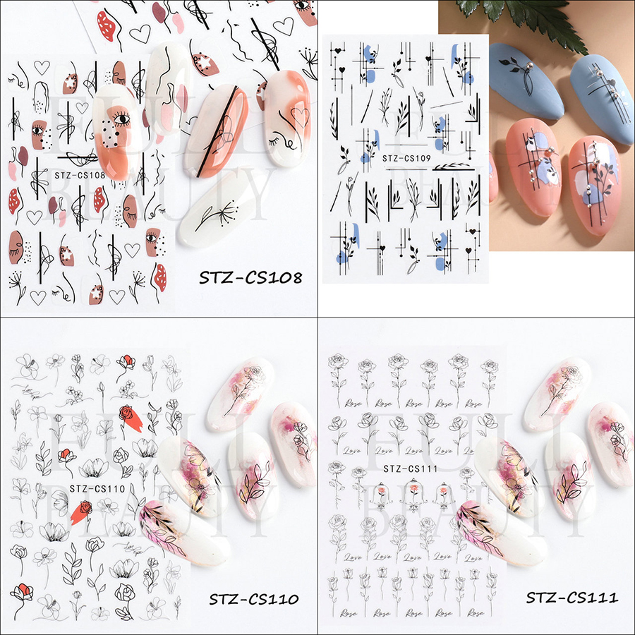 stz-cs100—115 fresh flowers and plants series nail stickers