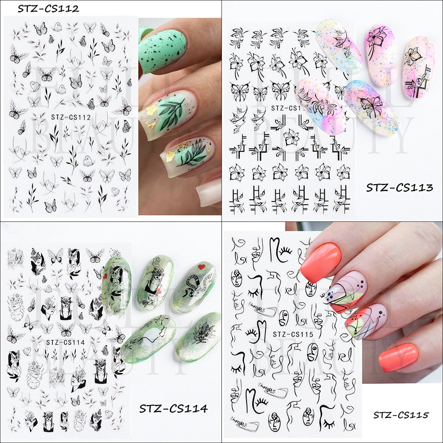 stz-cs100—115 fresh flowers and plants series nail stickers