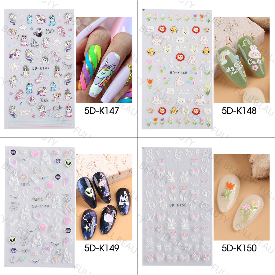 5d-k143—150 5d embossed nail sticker